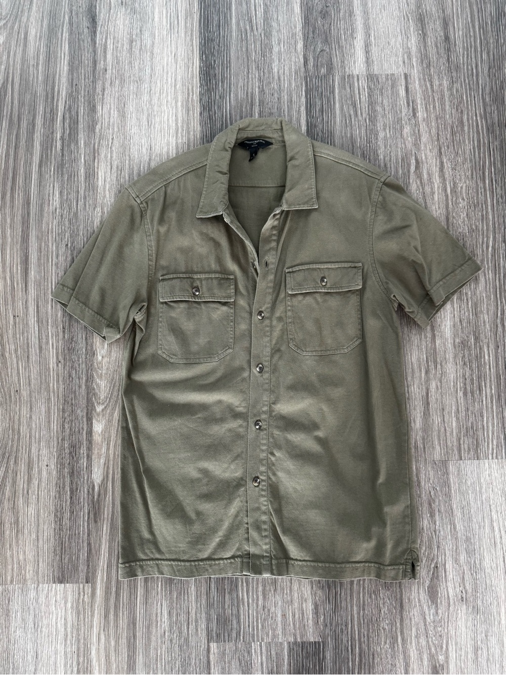 Banana Republic Olive Green Short Sleeve Button-Up Utility Shirt